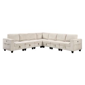 7-Piece Modular Sectional with Storage Seats, Side Pockets