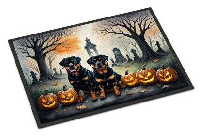 NEW Rottweiler Spooky Halloween Doormat Front Door Mat Indoor Outdoor Rugs for Entryway, Non Slip Washable Low Pile, 18H X 27W
