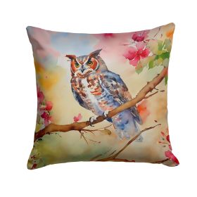 Eastern Screech Owl Throw Pillow Machine Washable, Indoor Outdoor Decorative Pillow for Couch, Bed or Patio, 14Hx14W