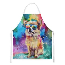 Pomeranian Hippie Dawg Apron Cooking Kitchen Server Baking Crafts Gardening for Adult Women Men, Unisex, Large, Multicolor