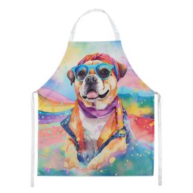 Pug Hippie Dawg Apron Cooking Kitchen Server Baking Crafts Gardening for Adult Women Men, Unisex, Large, Multicolor