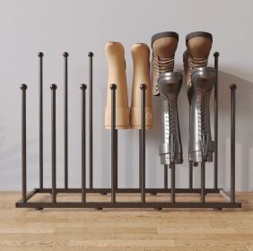 Boot Rack Organizer For 8 Pairs Of Boots, Self-standing Boot Storage Metal Shoe Rack For Tall Boots (Color: Black)