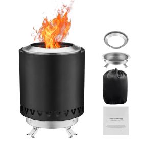 Tabletop Fire Pit 6 Inch Stainless Steel Fireplace Indoor Outdoor Black (Color: Black)