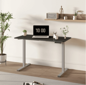Electric Standing Desk Adjustable Height Desk Home Office Computer Workstation Sit Stand Up Desk (Color: Grey)