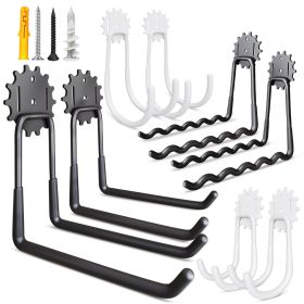 Garage Hook Black And White 8 Piece Garage Hook Heavy Duty Practical Steel Garage Storage Hook, Practical Garage Wall Hook For Hanging Bikes, Lad (Option: Garage hooks)