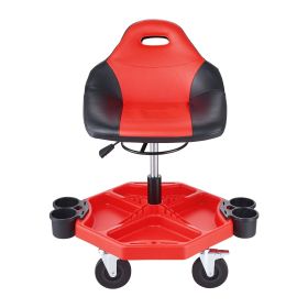 VEVOR Rolling Garage Stool 300LBS Adjustable Mechanic Work Shop Seat W Casters (Option: Black red)