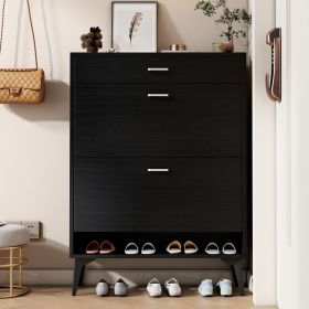 Shoe Cabinet , Shoe Storage Shelves, Black (Color: Black)