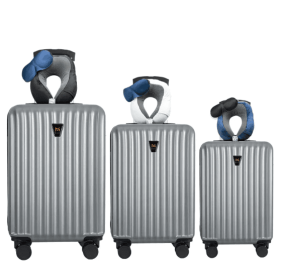 3pcs Luggage Set   Lightweight Hard Shell Suitcase Set With Double Spinner Wheels, Large Capacity, Includes 3pc U-Shaped Travel Pillow Set, Perfe (Color: Silver)