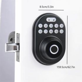 Tuya Intelligent Fingerprint Door Lock, With Lock, Application Control And Key (Color: Black)
