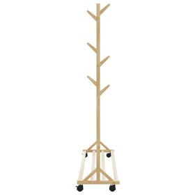 vidaXL Clothes Rack with Hooks and Wheels 100x35x157 cm Bamboo (Option: as picture)