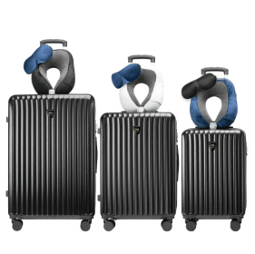 3pcs Luggage Set   Lightweight Hard Shell Suitcase Set With Double Spinner Wheels, Large Capacity, Includes 3pc U-Shaped Travel Pillow Set, Perfe (Color: Black)