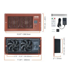 VEVOR Register Booster Fan, Quiet Vent Booster Fan Fits Register Holes, With Remote Control And Thermostat Control, Adjustable Speed For Heating (Option: Default)