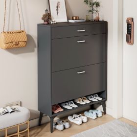 Shoe Cabinet , Shoe Storage Shelves, Grey (Option: Antique Gray)