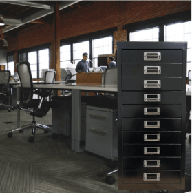 File Cabinet With MINI Size Metal File Organizer Document Organizer, Black And White Two Color Available And 5 Drawer And 10 Drawer For Home Offi (Option: Ten Drawer File Cabinet-Black)