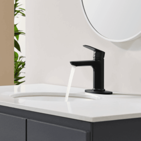 Matte Black Single Handle Bathroom Faucet With Deck For 1 Or 3 Holes Laundry Vanity Sink Faucet With Two 9 16 Hoses (Option: Matte Black)