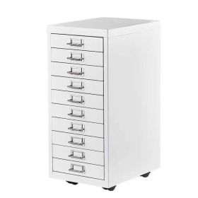 File Cabinet With MINI Size Metal File Organizer Document Organizer, Black And White Two Color Available And 5 Drawer And 10 Drawer For Home Offi (Option: Ten Drawer File Cabinet-White)