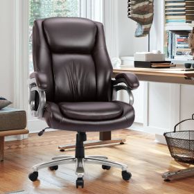 High Backrest Leather Computer Office Chair (Color: Brown)