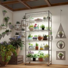 Six Layer Segmented Display Rack With Rubber Wheels M8 Adjustable Feet And 4 S-hooks For Free Adjustment Of Layer Spacing (Option: Silvery)