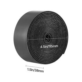 16 Ft X 1.5 In Hook And Loop Tape Nylon Self Adhesive Strips Roll Black (Color: Black)