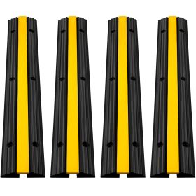 VEVOR 4 Pack Of 1 Channel Rubber Cable Protector Ramps Heavy Duty 22046Lbs Load Capacity Cable Wire Cord Cover Ramp Speed Bump Driveway Hose Cabl (Option: Default)