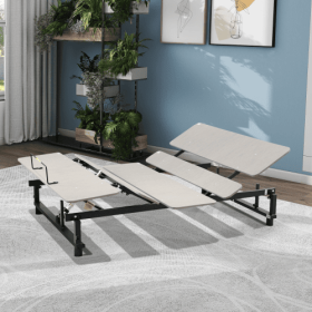 Electric Ergonomic Adjustable Bed Base King Size, Independent Head And Foot Incline, Wireless Remote Control With Quiet Motor Grey (Color: Grey)