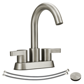 Bathroom Faucet 2 Handle Centerset Bathroom Sink Faucet With Up Drain Assembly, 4 In Bathroom Vanity Lavatory Faucet 2 3 Holes Brushed Nickel (Option: Brushed Nickel)