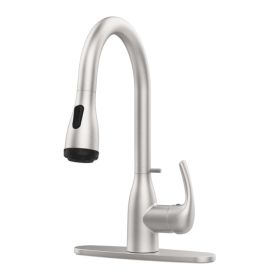 Kitchen Faucet With Pull Down Sprayer And 4 Spraying Modes Brushed Nickel Commercial 1 Or 3 Hole Kitchen Faucets With Locking Buckle For Farmhous (Option: Brushed Nickel)