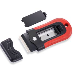 VEVOR Razor Blade Scraper Locking Scraper Tool 15 Extra Blades With Security Cap (Option: Black red)