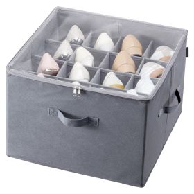 Vevor Sturdy Under Bed Shoe Storage Organizer, Adjustable Dividers Fit 16 Compartments, Shoe Storage Organizer For Closet Organization With Clear (Color: Grey)