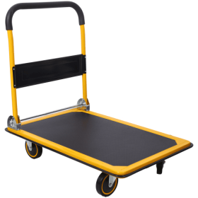 Foldable Platform Truck Push Dolly 660 Lb. Weight Capacity Black And Yellow (Color: Yellow)