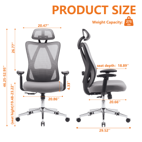 Ergonomic Office Chair (Color: Grey)