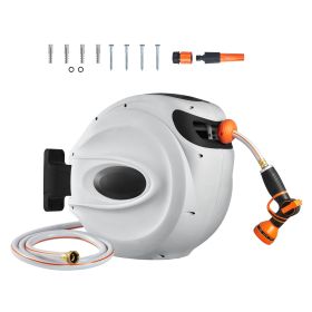 VEVOR Retractable Hose Reel Water Hose Reel   Swivel Wall-Mounted (Color: White)